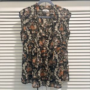 RO&DE Black Floral Tie-Neck Top